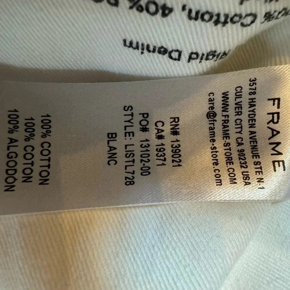 NWOT FRAME Woman LE ITALIEN True Straight In Blanc Jeans Size 29 $239 - Picture 6 of 8